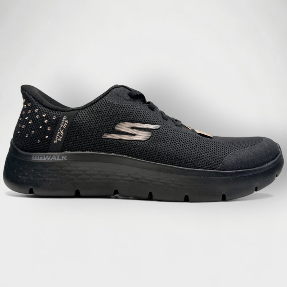 Skechers Women’s Slip-ins GO Walk Flex Krysta Black/Rose Gold Shoes Sz 9.5 NWTB - Picture 2 of 14